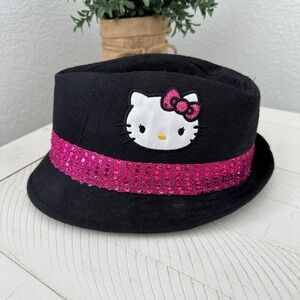 Hello Kitty Sanrio Girls Top Hat Black Pink Sequins Fedora Small 2011 Cute